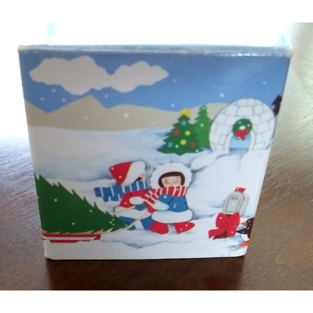 AVON  Winter Fun Christmas Ornament 1983 Eskimos & Penguin in Igloo w/ Orig. Box